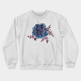 Watercolor houseleek - blue and burgundy Crewneck Sweatshirt